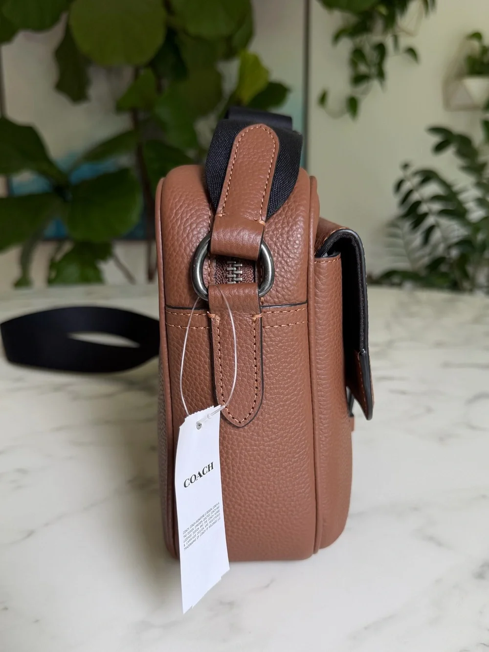 NWT COACH Hudson Crossbody Bag Gunmetal / Saddle Brown Leather Messenger C5399